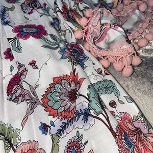 Grand and Greene Small White with Flowery Design (off the shoulder)